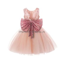 Vestidos de niñas Vestidos de princesa Niños Vistados de flores de Big Bown Back sin-backs para niña infantil 1 año Fiesta de cumpleaños Vestidos bebes Drop d DHGW6