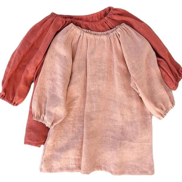 Filles Robes Printemps Automne Bébé Fille Robe Llittle Filles À Manches Longues Lin Coton Robe pour Enfants Simple Toddler Robe Solide Filles Vêtements 230506