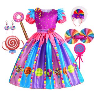 Meisjes jurken zoete lolly candy kids jurk carnaval feest klein meisje verjaardagskostuum fancy regenbow tutu kinderen trouwkleding 230607