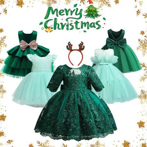 Robes de filles enfant en bas âge fille noël vert pour robe de soirée de Noël enfants fête d'anniversaire année Costume robe de bal de mariage 231211