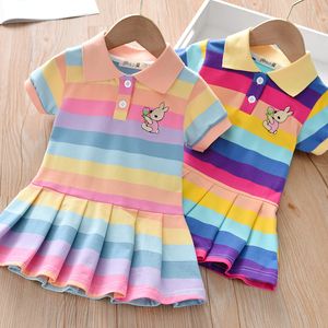 Meisjes jurken unicon kinderen voorjaar zomerom turn down kraag kinderkleding mode peuter babykleding meisje 230322