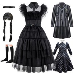 Robes de filles Mercredi Addams Costume Robe pour la fête d'anniversaire performance robe fille mercredi addamsPeach Princesse filles 230410