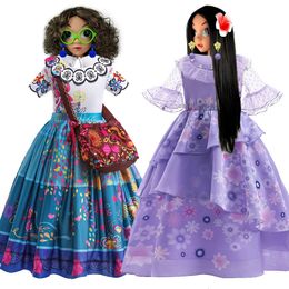 Filles Encanto robe enfants Mirabel Isabela princesse Costume enfants Halloween fête vêtements fille carnaval anniversaire robe élégante 240314