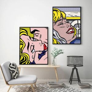 Filles face caricature pop art roy Affiche affiche drôle toile art peinture
