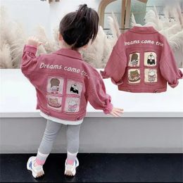 Filles mode dessin animé Denim veste printemps enfants Style coréen haut bébé fille enfant en bas âge à manches longues veste enfants vêtements 240111