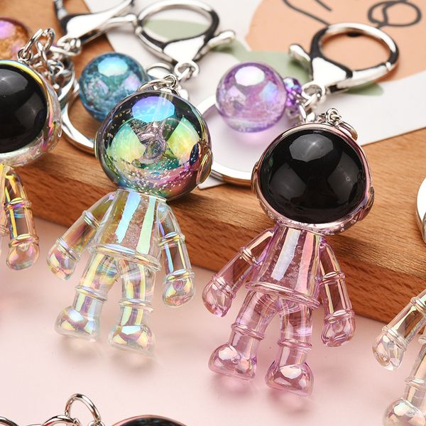 Porte-clés d'astronaute en résine acrylique coloré pour filles, mignon, Transparent, pendentif boule, cadeau de rêve pour garçon