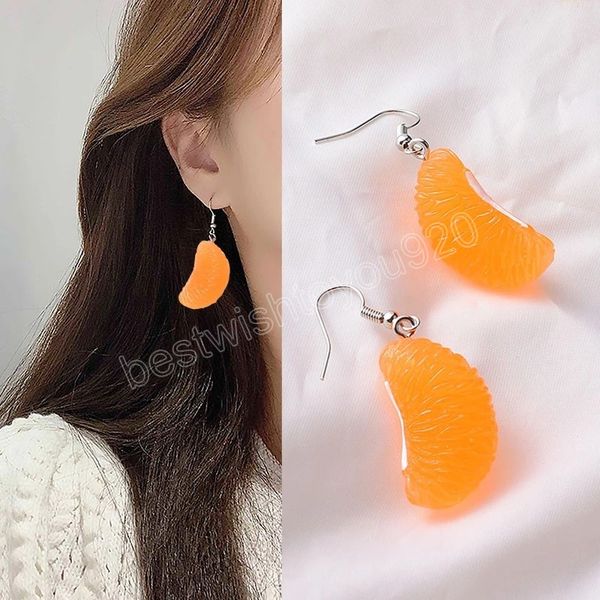 Boucles d'oreilles pendantes en forme de fruits Orange pour filles, anneaux d'oreille pour femmes, bijoux, accessoires, cadeau