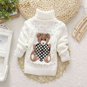 Meisjes Mode Gebreide truien Winter Kinderen Cartoon Patroon Trui Kid Warm Kleding Mooie Outfit 1 8Y 210429