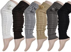 Filles mode jambières femmes chaud genou haute hiver tricot solide Crochet jambières chaussettes chaud bottes manchettes longues chaussettes 9646820