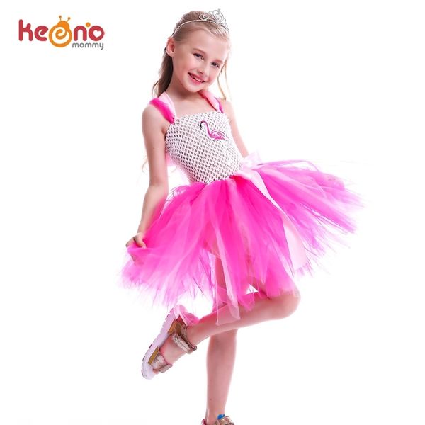 Filles Flamingo Princesse Robe Rose Fleur Tulle Vêtements Enfants Fête D'anniversaire Robes Marque Animal Costume Flamingo Robes 210317