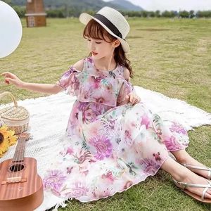 Vestido floral de niñas Summer Modest Garfon Princess Dresses Trend Party Party Casta Casual 12 años Ropa de niños 240403