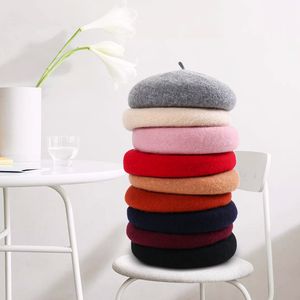 Filles français laine artiste béret casquette plate hiver chaud élégant peintre Trilby Beanie chapeau WXY018