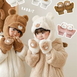 Meisjeshandschoenen Winterbaby Driedimensionaal Cartoon Pluche Warme verdikte kinderhandschoenen 231225