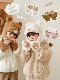 Gants d'hiver pour filles, gants épais en peluche de dessin animé tridimensionnel pour bébé, chauds pour enfants, 231229