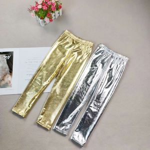 Meisjes gouden leggings kinder yoga elastisch en glanzende dansdans strakke broek geschikt voor tieners schooloefening l2405