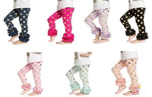 Girls Gold Polka Dot Ruffle Footless Leggings Gold pantalons pantalons de pantalons en métal Panka Pantsgirls Ruffle Leggings Traflers2422492