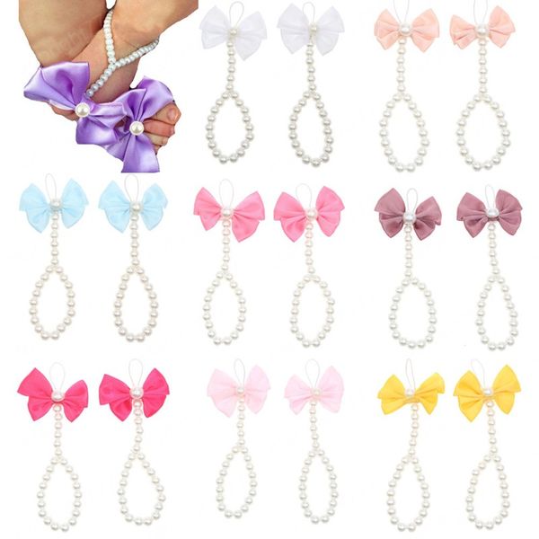 Filles cheveux accessoires bébé bracelets de cheville chaussures accessoire pieds décoré arcs nœud papillon pied sandales nouveau-né photographie accessoires Bracelet