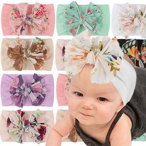 Meisjes haaraccessoires baby hoofdbanden bloem kinderen print boog haarband nylon kinderen hoofdbands strik schattig