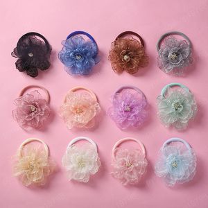 Filles cheveux accessoires bébé bandeaux dentelle enfants enfants mousseline de soie maille fleur été Nylon doux bandeau bandeaux