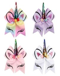 Girls Hair Accessoires Pins BB Clip Barrettes Clips Hoofdbanden Childrens 7 Inch Unicorn Bronzing Flip Sequins Dovetail Bow Bands E27548293