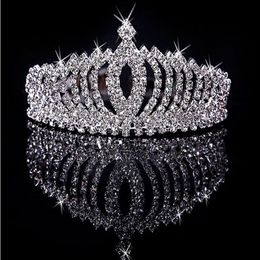 Filles cheveux cerceau couronne strass diadème avec peigne enfant tête pièces haute qualité cristal argent bijoux diamant des filles