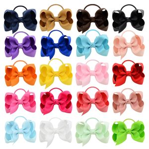 Meisjes haar touw bogen baby paardenstaart houder elastische rubberen band boog haarbanden kinderen grosgrain lint kinderen haar accessorie 20 kleuren M185