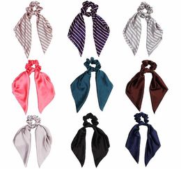 Filles cheveux cravates solide Satin cheveux accessoires Style coréen enfants Ins doux bandeaux 35 couleurs Long ruban Scrunchie Stretch He1184705