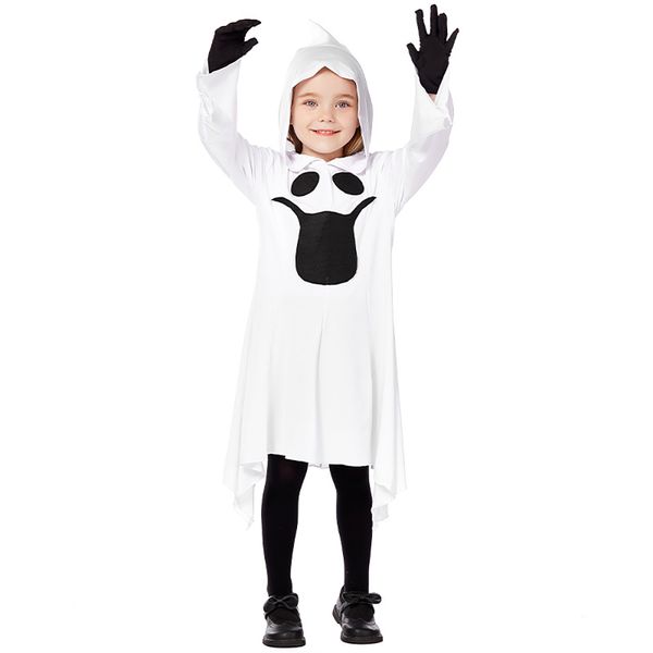 Girls Halloween Cosplay Costume Costume Carnaval Costumes effrayants Enfants Enfants Blanc Terreur Costume Cosplay Robe pour enfants