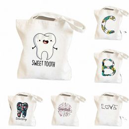 Girls à main dent et dentiste esthétique graphique Funny Fi Handbags Sacs d'épaule décontractées Boutique Femmes Elegant Canvas Sac V2NK #