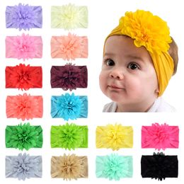 Girls Hoofdband Pasgeboren Big Chiffon Flower Head Wraps Infant Soft Nylon Headband Baby Hair Accessoires voor peuterkinderen