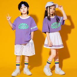 Filles hip hop manches courtes t-shirt mini jupe garçon shorts décontractés enfants danse de rue d'été porte du groupe de groupes de groupes pour enfants