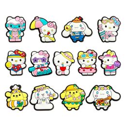 Filles vacances chats kuromi mélodie charmes Anime charmes gros souvenirs d'enfance drôle cadeau dessin animé charmes accessoires de chaussures pvc décoration boucle caoutchouc souple