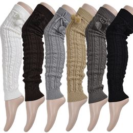 Meisjes Hot Fashion Leg Warmers Sokken Vrouwen Warme knie Hoge Winter Gebreide vaste haaksokken Boot Cuffs Long Sock M4213