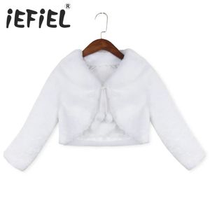 Meisjes Jassen Winter Warme Bovenkleding Nepbont Lange Mouwen Kinder Babymode Bolero voor Verjaardagsfeestje Bloemenjurk 240125