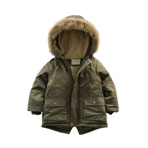 Filles Vestes Hiver Enfants Salopette De Neige Avec Grande Fourrure À Capuche Solide Couleur Neige Enfants Veste Garçon Vêtements Avec Poche Garçons Survêtement H0909