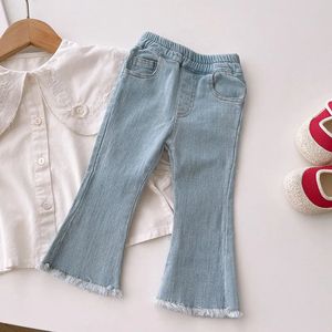 Filles jeans vêtements hauts-fond de cloche pantalon pour enfants en couleur