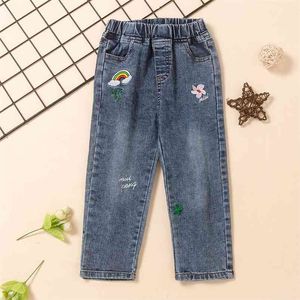 Meisjes jeans voor kinderen lente herfst broek kinderen mode borduurwerk denim broek baby jongens Jean 2-9t 210629