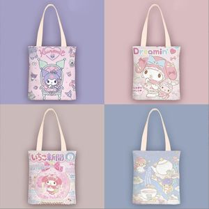 Filles Kawaii Kuromi Cinnamoroll Double Faces Imprimer Zipper Toile sac à main Fille Étudiante Belle Accessoires sacs grande Capacité