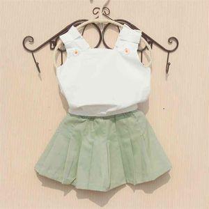 Meisjes kinderen blouses zomer mouwloze tops katoen effen kleur wit shirts cool blouse voor tiener kinderen kleding 3-16Y 210622