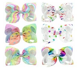 Girls Kids Bowknot Hairpins Rainbow Unicorn Grosgrain Ribbon Bows with Alligator Clips Childrens Hair Accessories Baby 6inch Bouti8343048