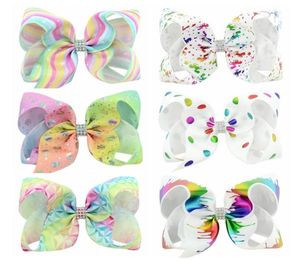Girls Kids Bowknot Hairpins Rainbow Unicorn Grosgrain Ribbon Bows with Alligator Clips Childrens Hair Accessories Baby 6inch Bouti8343048