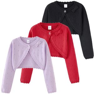 Filles tricot cardigan enfant en bas âge fille arc évider mariage fête d'anniversaire veste tricoté crochet cardigan manteau enfants cape vêtements 231226