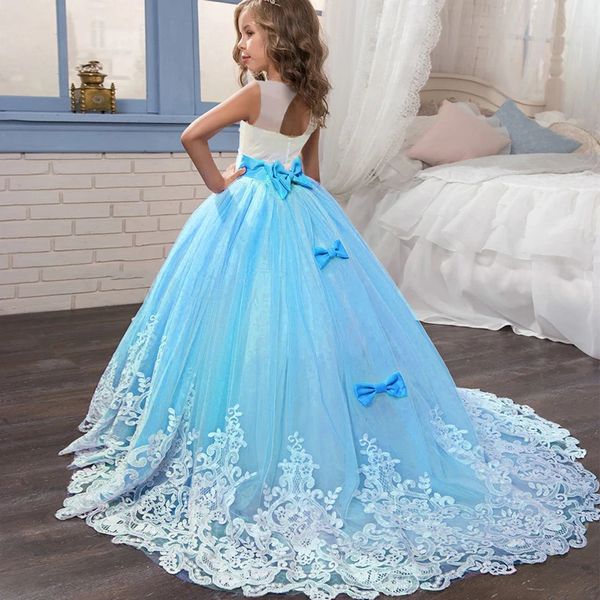 Niñas Princesa de encaje Vestidos largos de fiesta Vestidos de dama de honor para niños para adolescentes Vestido de fiesta de boda formal para niñas 3 10 14 años 240318