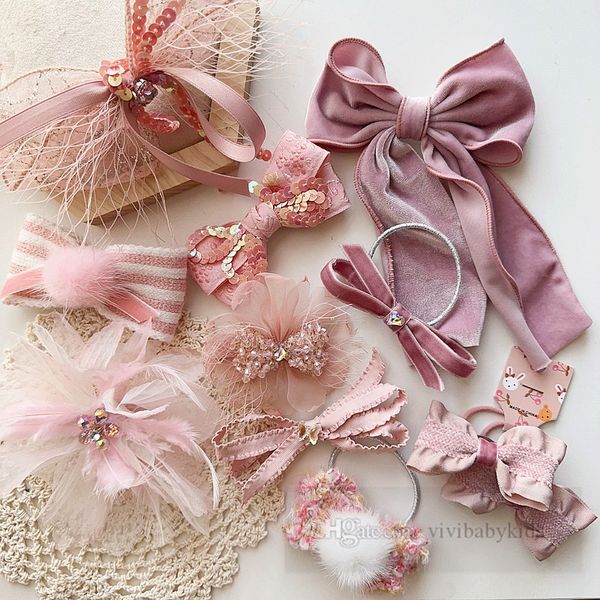 Girls Lace Sequins Bows Palabra para el cabello Niños Bows Bows Boutique Boutique Baby Princess Barrettes Niños de San Valentín Accesorios Z6200