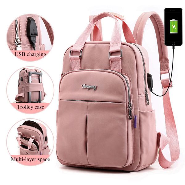 Filles Sacs à dos pour ordinateur portable Rose Hommes USB Charge Bagpack Femmes Voyage Sac à dos Sacs d'école Sac pour garçons Teenage Mochila Escolar LJ200918