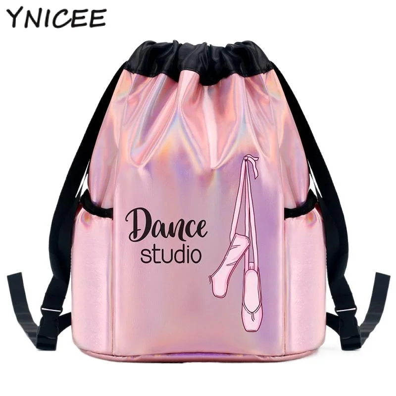 Kızlar lazer parlak bale dans çantaları çocuk eğitim omuz spor salonu sırt çantası çocuk cep çantası dans için balerin paketi