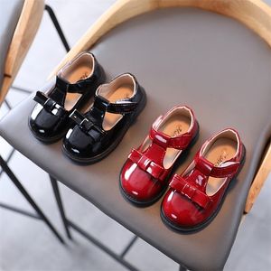 Meisjes lederen schoenen kinderen mode Britse stijl ossen tstrap met bowknot lente herfst chiden flats casual soft 220615