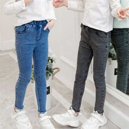 Filles Leggings automne enfants fille jeans bleu noir élastique maigre enfants crayon pantalon pour 4 à 13 ans pantalon en denim 211102