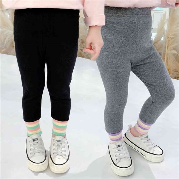 Filles Leggings Rainbow Stirped Slim Pantalon pour filles Patchwork Pantalons pour enfants Casual Style Girl Vêtements 210412