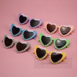 Filles lettre rose applique lunettes de soleil Saint Valentin filles amour coeur cadre lunettes de soleil enfants UV 400 lunettes de plage de protection Z6518